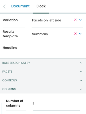 Add controls for a single listing block variation.